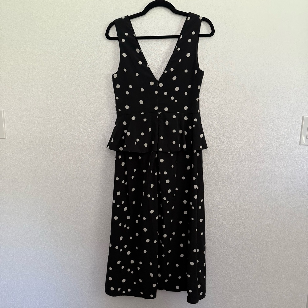 Topshop Spot Peplum Cut Out Midi Dress Black White 6 - Picture 6 of 9